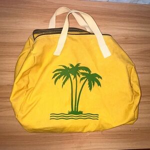 Tropical Yellow Tote Bag with Palm Tree Design